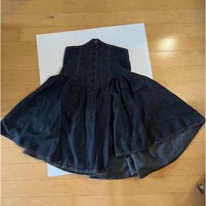 Retro Denim Midi High Waist Skirt